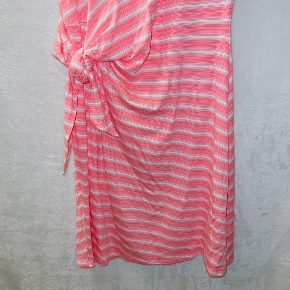 Talbots NWT Pink White Stripe Side Cinch Knee Length Dress size large petite - Picture 3 of 5